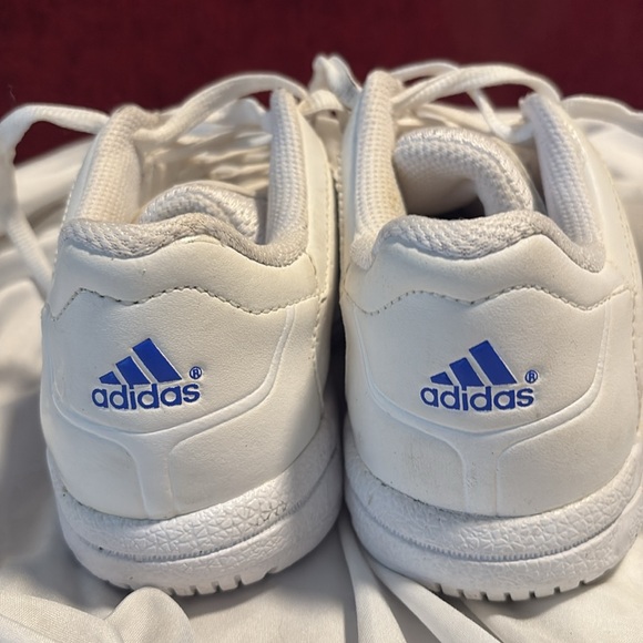 Adidas Superstar White and Blue Shoes leather worn 1x size 2.5  big kids - Picture 5 of 7